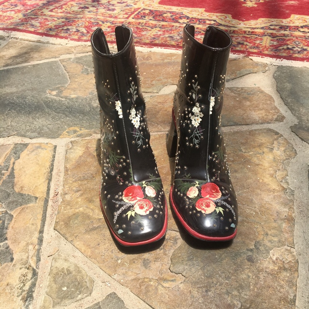 Zara floral black booties👢👢